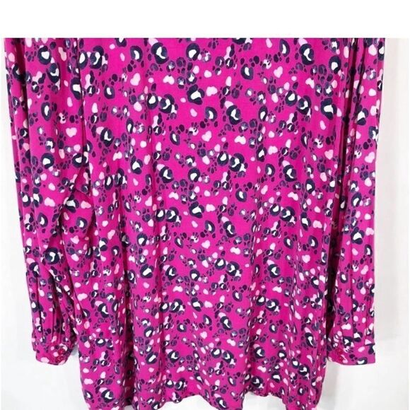 Crown & Ivy Pink & Black Animal Print Ruffle
V Neck Stretch Popover Top - Picture 5 of 9